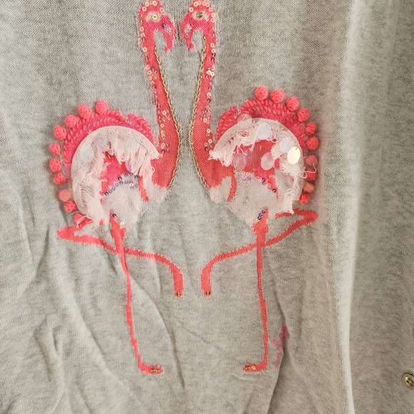 Lilly Pulitzer‎ Caralynn Sweater Seaside Grey Flamingo Intarsia Size M - Picture 2 of 6